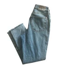 Mavi Star Iconic High Rise Mom‎ Jeans 24 Waist Cropped Frayed Hem Y2K Distressed